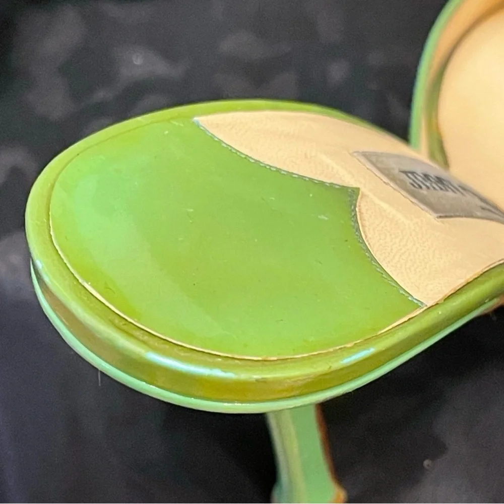 Jimmy Choo Glossy Green Patent Slide Sandals - Picture 4 of 5